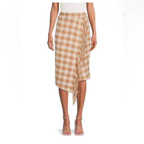 Fringed Faux Wrap Skirt - Picture 2 of 5